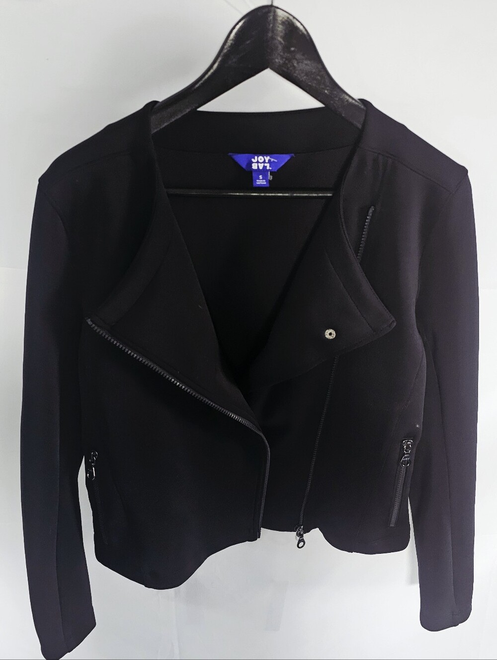 JoyLab Black Asymmetrical Zip Ponte Moto Jacket